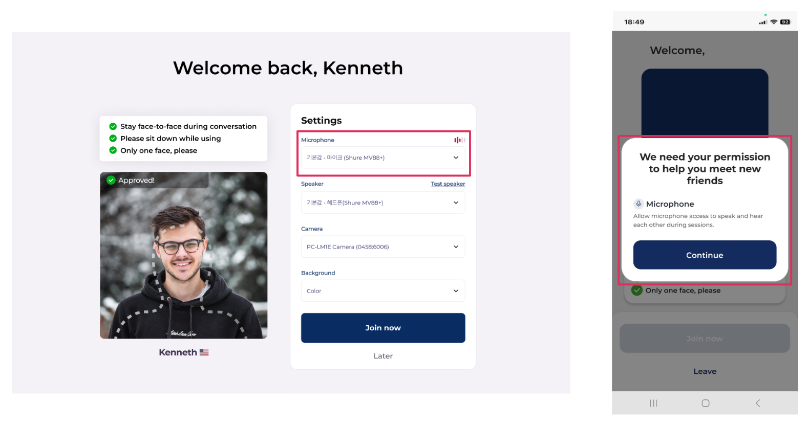 My partner can't hear my voice. What should I do?